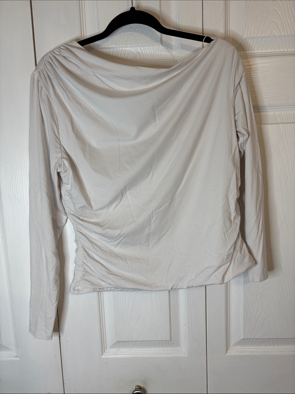 Abercrombie & Fitch Long Sleeve Asymmetrical Top White XL Modal Blend